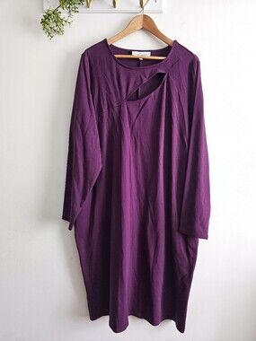 The Modern Abstract Purple Cutout Tunic Dress 3X Plus Size Midi